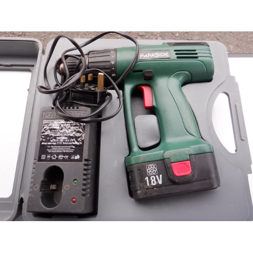 683 - An 1100w Performance Power Circular Saw wit 160mm Blade with Parksdie Cordless Dril, Battery and cha... 