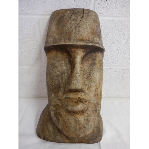 57 - A Large Carved Wooden Easter Island Head 48 x 28cm approx.