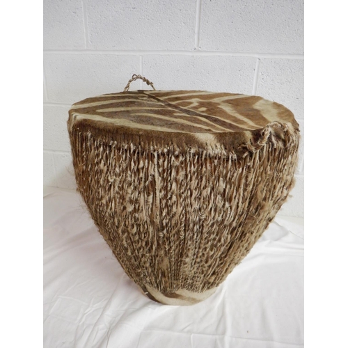 265 - A Large African Drum with Carry Handles 50 x 52cm