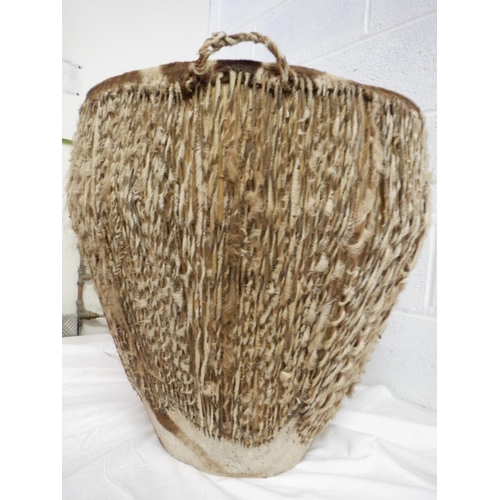 265 - A Large African Drum with Carry Handles 50 x 52cm