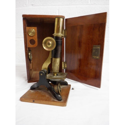 285 - Turn of the Century Microscope  in Mahogany Box