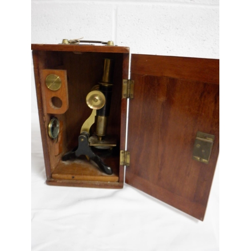 285 - Turn of the Century Microscope  in Mahogany Box