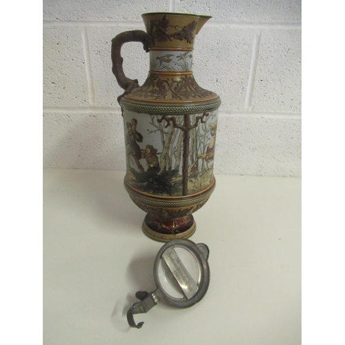 76b - A Large Mettlach Lidded Ewer Late 19th Century - Engraving to Midhurst Amateur Athletics Club 1887 -... 