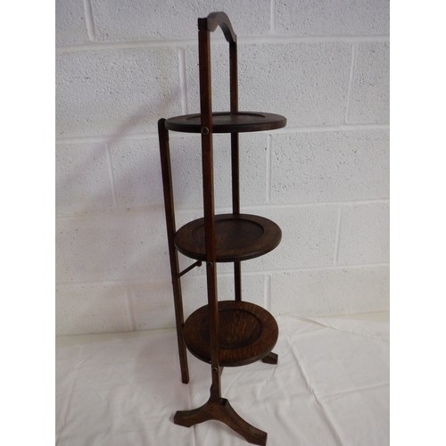 274b - Folding Oak Cake Stand 28 x 90cm