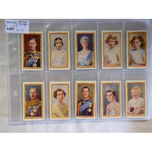 107 - Category - Kings & Queens: Carrera L25 British Costumes, Ogdens 50 x Coronation Procession, Ely Brew... 