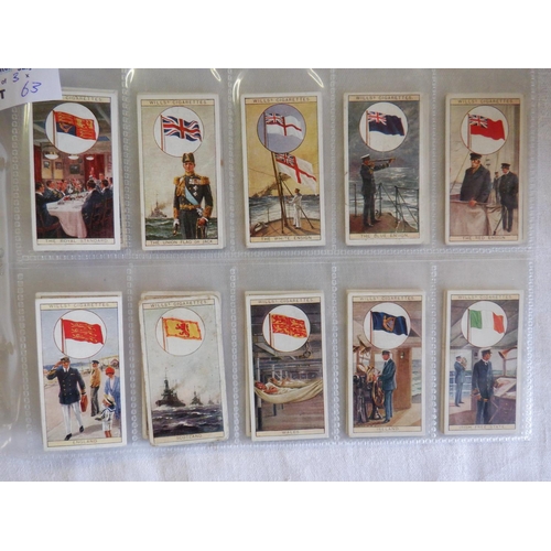 63 - Category - Navy:  Wills 25 x Flags of Empire, Wills 30 x Semaphore Overseas, Wills P50 x The Royal N... 