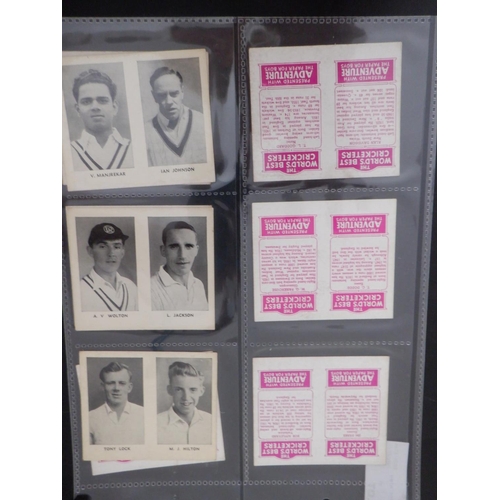 192 - Category - Cricket & Sport: Adventure  x 9 Double Cards Cricketers, Rover  x 9 Double Cards Crickete... 