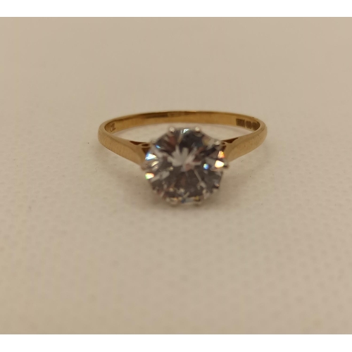 761 - A 9ct Gold and CZ Solitaire Ring, Post 2000 Laser Hallmarks, Size M/N 1.9 gms