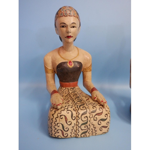 1454 - 2 x Lord Blonyo Wooden Bridal Statues Possibly Java Indonesian Origin