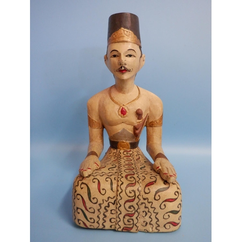 1454 - 2 x Lord Blonyo Wooden Bridal Statues Possibly Java Indonesian Origin