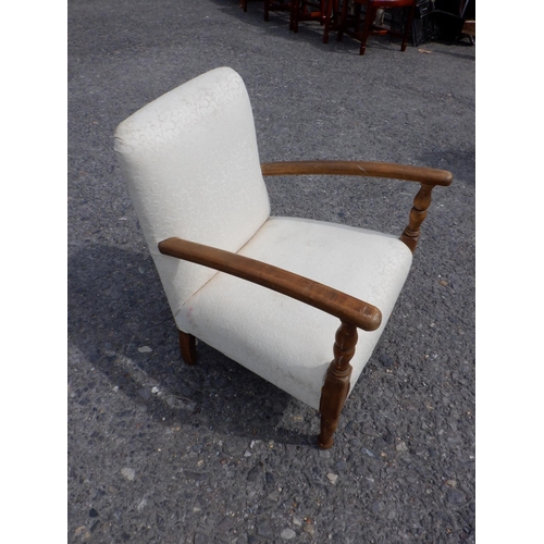 1466 - Upholstered Low Armchair with Turned Front Legs seat is 48cm x 43cm, Seat Height 35cm