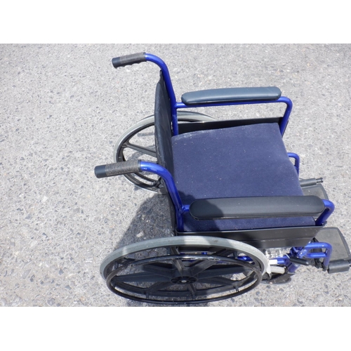 1471 - Blue Wheelchair from the Helping Hands Company with Deep Removable Seat pad, Seat is 16 Inches Squar... 