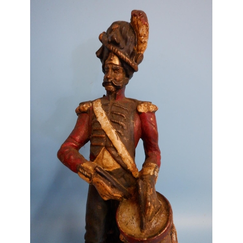 1486 - A Figuriene of a Santini Warrior approx 45cm tall, a Napoleonic figurine and a bust of a Lady