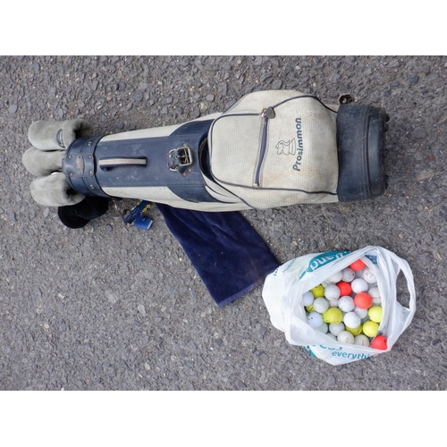 1492 - A Bag full of mainly Spalding Golf Clubs and a large quantity of Golf Balls - R/Hand