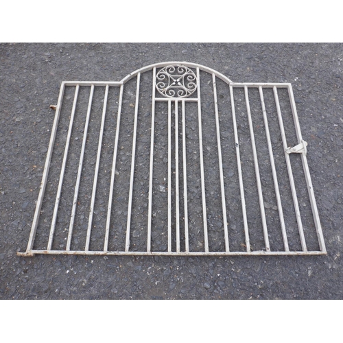 1533 - Wrought Iron Garden Gate Painted Cream with Latch Approx. 136w x 110h cm