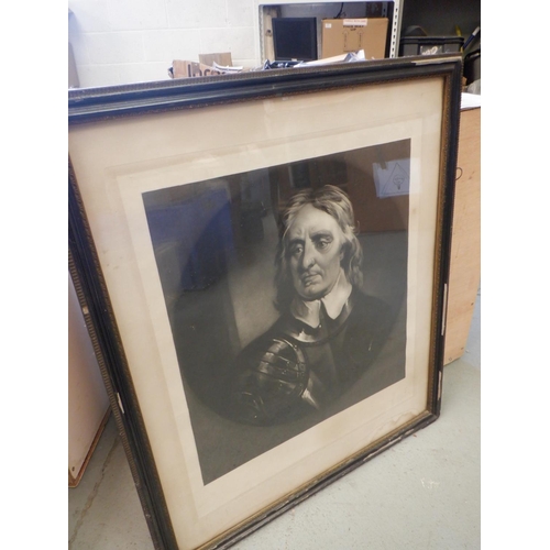 1538 - Framed Print of Oliver Cromwell 71 x 62cm