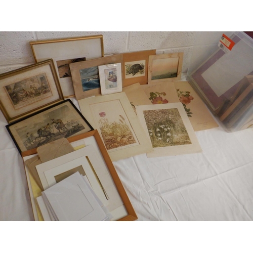 1539 - A Quantity of Pictures, Frames and Mounting Cards plus Unframed Pictures and Prints