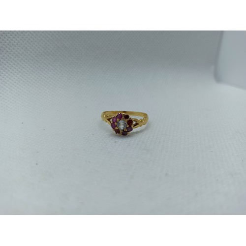 141 - A 14ct Gold, Ruby and White Sapphire Ring Size P/O 2.8gms