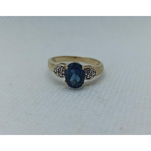 144 - A Hallmarked 9ct Gold, Sapphire and Diamond Ring Size N/O 2.7gms