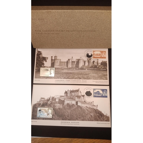 385 - 1955 - 2005 The Castles Stamp Silver Ingot Collection Caernarfon and Edinburgh Castles