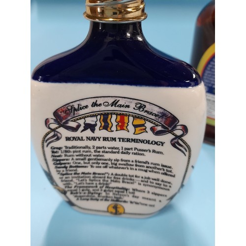 78 - Wade Pussers British Navy Rum Porcelain Hip Flask and 700ml Bottle of Pussers Rum (Full)