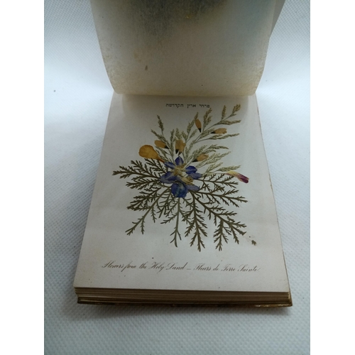 342 - A Jerusalem Olive Wood Souvenir Book of Pressed Flowers of the Holy Land and Cigarette Box