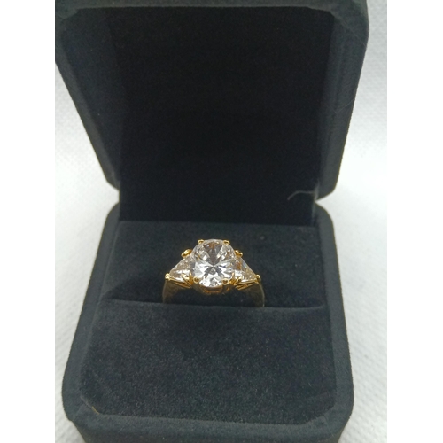 222 - An 18ct Gold Plated Cubic Zirconia Ring, Size L/M