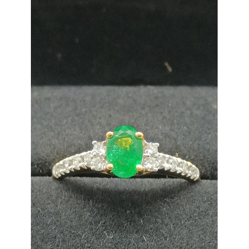 113 - An 18ct Emerald and Diamond Ring, Size O/P, Weight 2.85 Grams