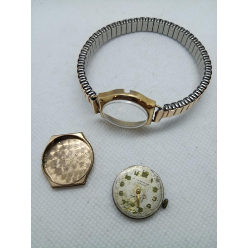 308 - A 9ct Gold J W Benson Ladies Dress Watch - Working ( Bracelet is Gold Plated)