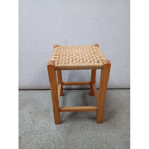 802 - A Mid Century Woven Cord Stool 45cm High