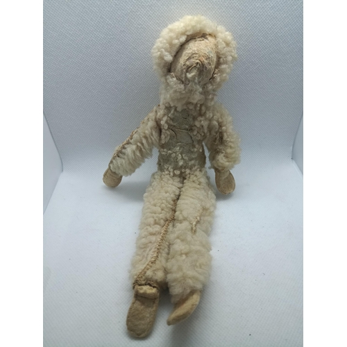 591 - A Vintage Chilprufe Lambs Wool Toy Monkey (Well Loved)