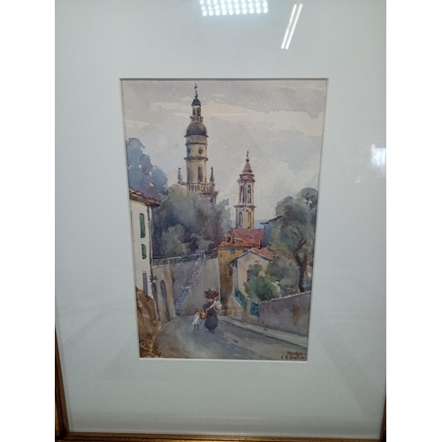 534 - 6 x Original Watercolours - Scenes of Menton and the French Riviera