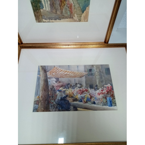 534 - 6 x Original Watercolours - Scenes of Menton and the French Riviera