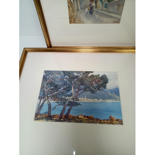 534 - 6 x Original Watercolours - Scenes of Menton and the French Riviera