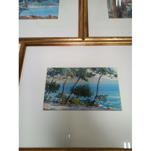 534 - 6 x Original Watercolours - Scenes of Menton and the French Riviera