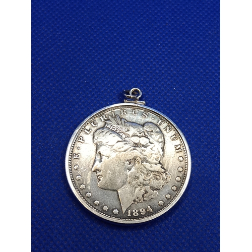 358 - An 1894 Silver Morgan Dollar in Pendant Setting