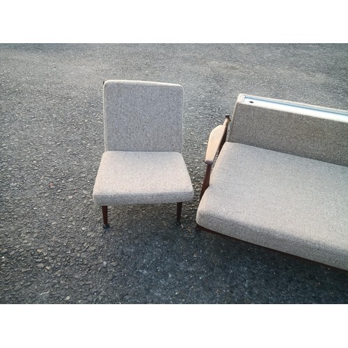 398 - Mid Century Design Sofa and 2 Chairs - Sofa back rotates with hidden sliding door storage