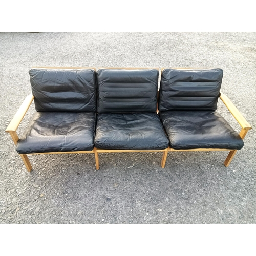 397 - Mid Century Design Erik Worts For Niels Eilverson Danish Rosewood 3 Seater Sofa with Leather Cushion...