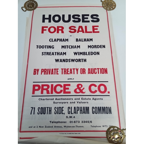 427 - 5 x 1970's Estate Agent Sale Posters '168 Brixton Road, London , SW9 etc. Approx. 76 x 52cm