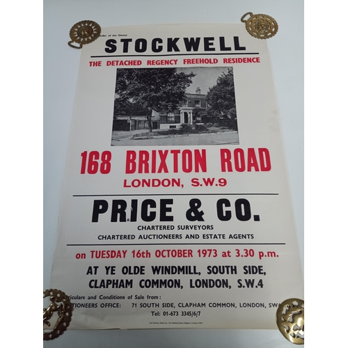 427 - 5 x 1970's Estate Agent Sale Posters '168 Brixton Road, London , SW9 etc. Approx. 76 x 52cm