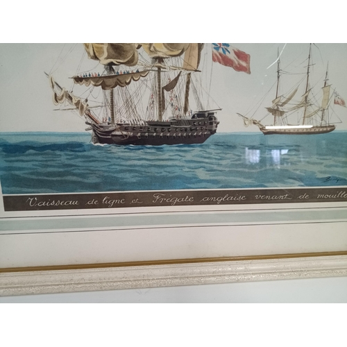 529 - A Framed Print of British Men 'O' War