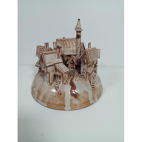 58 - A Handmade Studio Pottery Village Ornament - Rosemary Jones Verwood Dorset - (Missing a Chimney)