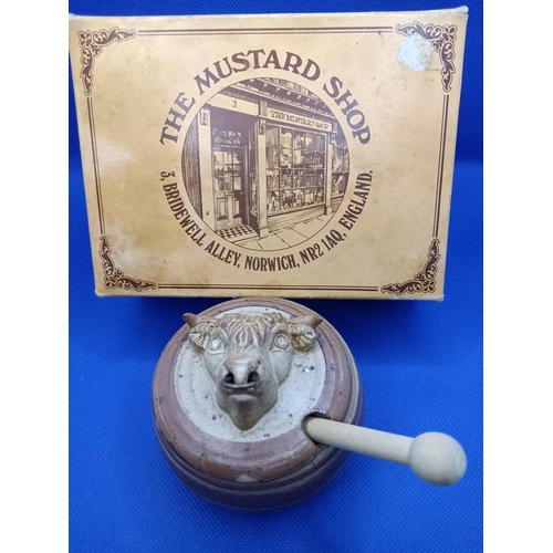 90 - A Bulls Head Mustard Pot - Boxed