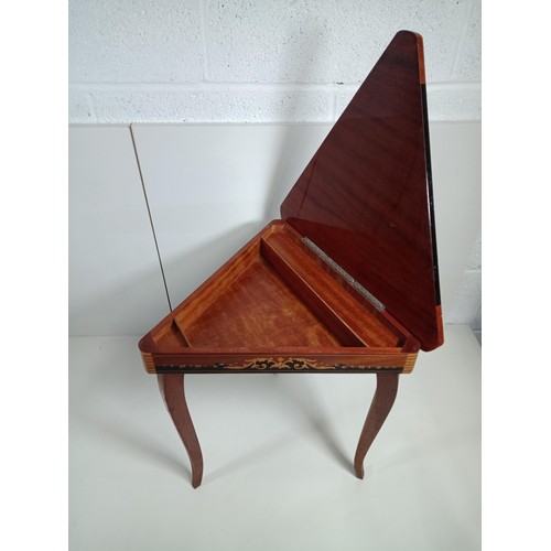 484 - A Inlaid Marquetry Triangular Musical Table