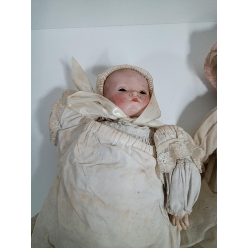 592 - A German Heubach Kopplesdorf 13/0 Biaque Porcelain Doll and Another  D & S Mark to Back of Neck