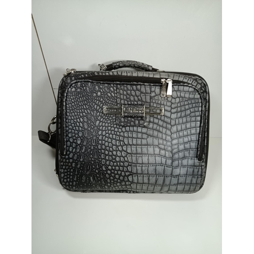 88 - A Genuine Guess Grey Faux Crocodile Skin Laptop Case/Bag