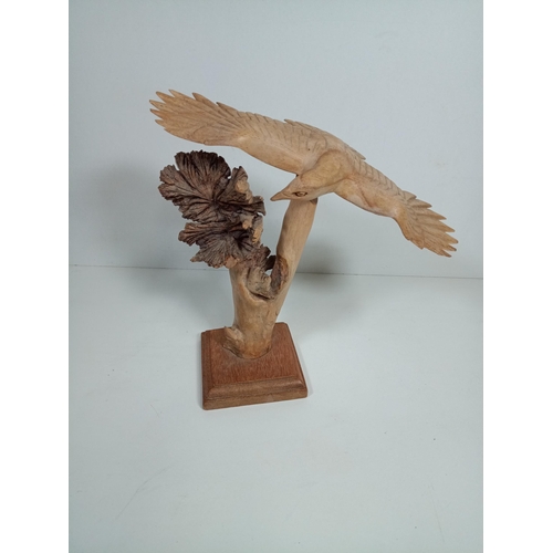 419 - A Hand Carved Wooden Eagle Ornament 25cm High, 25cm Across