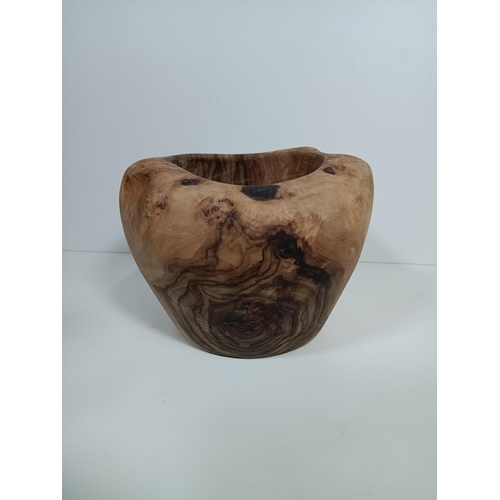 420 - A Yew Wood Hand Turned Mortar 13cm High