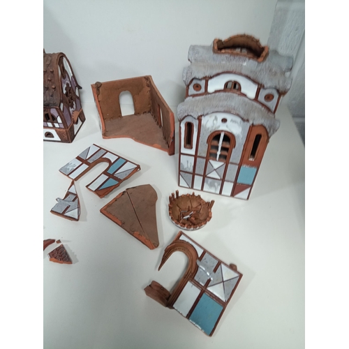 425 - A Collection of Eastern European Pottery Nightlight Houses - Some Damaged ( for repair)