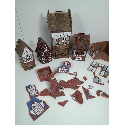 425 - A Collection of Eastern European Pottery Nightlight Houses - Some Damaged ( for repair)